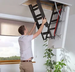 Echelle escamotable en métal - Trémie de 60 x 120cm - Hauteur de 2.20 à 2.80m - LMK60120-2-Matisere New