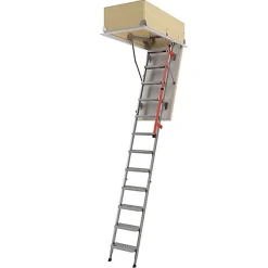 Matisere Echelle escamotable en métal - Trémie de 70 x 140cm - Hauteur de 2.56 à 3.05m - LML70140-3