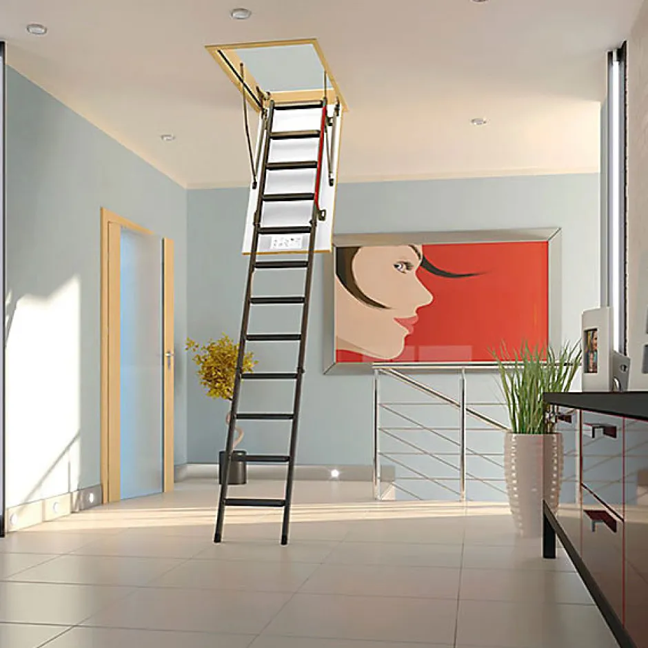 Echelle escamotable en métal - Trémie de 57 x 113cm - Hauteur de 2.20 à 2.80m - LMK55111-2-Matisere New