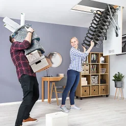 Matisere Echelle escamotable en métal - Trémie de 50 x 80cm - Hauteur de 2.50 à 2.80m - LST5180-280