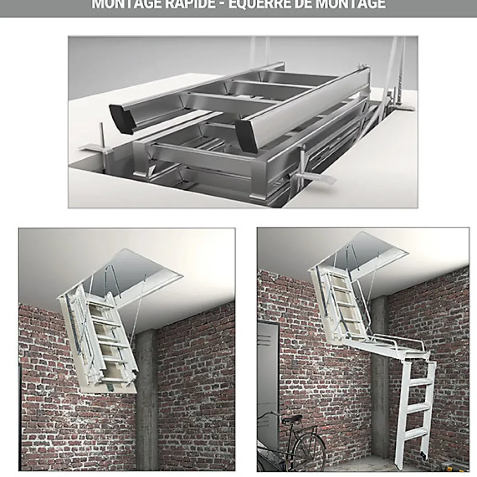 Echelle Escamotable Métal - Trappe 80x150cm - Hauteur 2.90 à 3.00m - ACI-TRE300/150-80-Matisere Discount