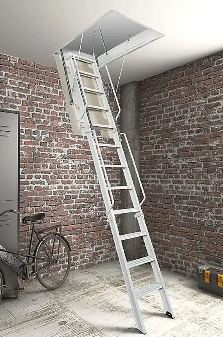 Matisere Echelle Escamotable Métal - Trappe 70x190cm - Hauteur 4.76 à 4.85m - ACITRE/190-70-485