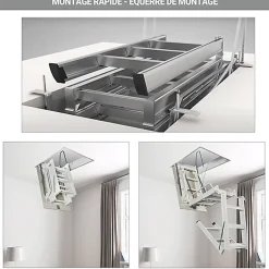 Matisere Echelle Escamotable Métal - Trappe 90x130cm - Hauteur 3.70 à 3.80m - ACI-QUA380/130-90