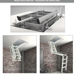 Matisere Echelle Escamotable Métal - Trappe 80x200cm - Hauteur 2.90 à 3.00m - ACI-TRE300/200-80
