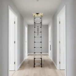 Matisere Echelle télescopique escamotable 10 marches - Hauteur de 2.55 à 3.00m - TEL-72527