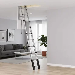 Matisere Echelle télescopique escamotable 10 marches - Hauteur de 2.55 à 3.00m - TEL-72527