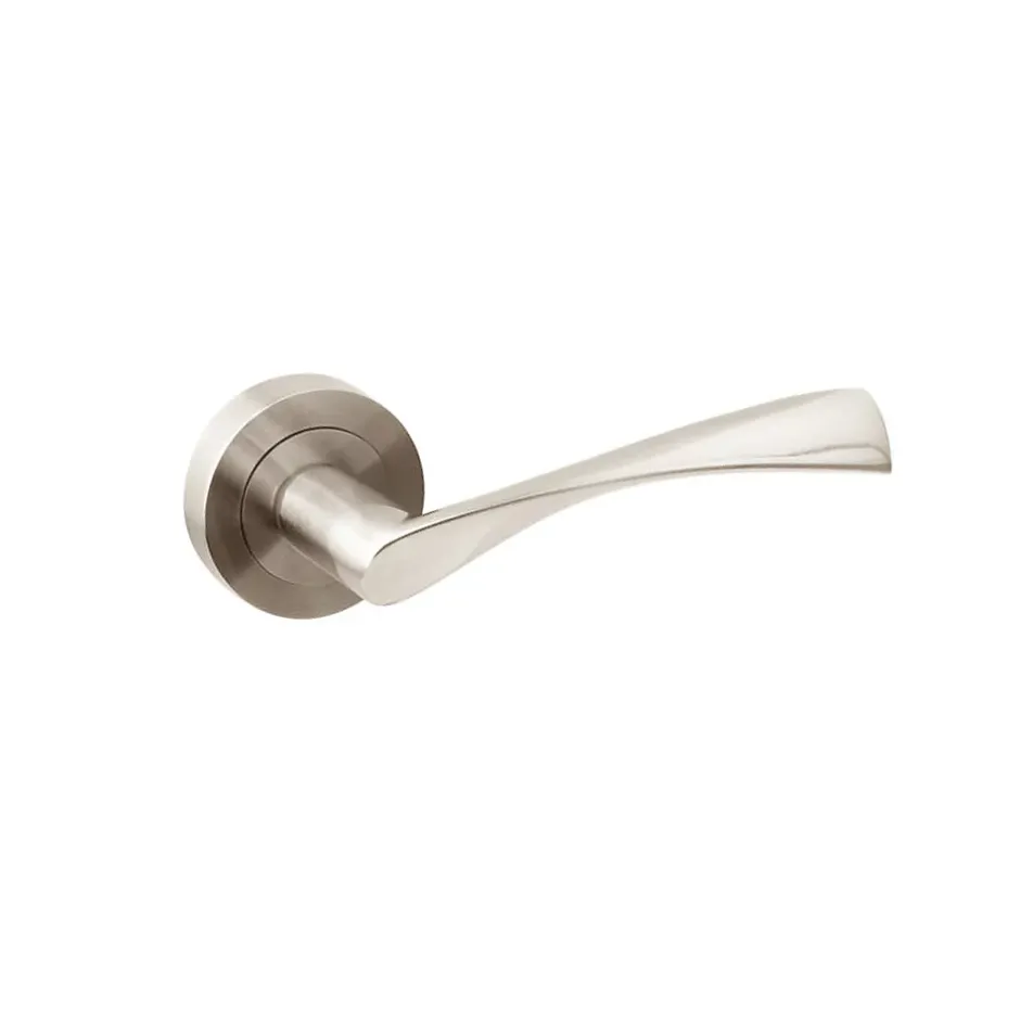 Jeu de Garniture intérieure de poignée de porte Twist, avec rosace D.50mm, Aluminium, Nickel satiné-Emuca Best