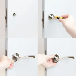 Jeu de Garniture intérieure de poignée de porte Twist, avec rosace D.50mm, Aluminium, Nickel satiné-Emuca Best