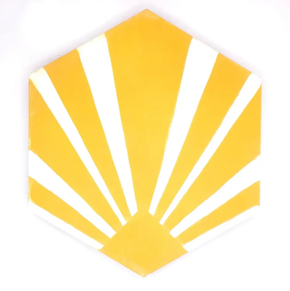 EN STOCK - Carreaux de ciment véritable - Gatsby - Moutarde-Hendaya Hot