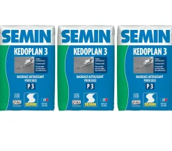 Semin Enduit de Ragréage Autolissant Kedoplan 3 , Sol Intérieur, sac de 25 kg, lot de 3