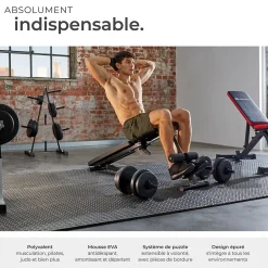 Ensemble de 24 Dalles Carrées Tapis de sol Sport 24 pièces avec 48 bordures noir-Tectake Best