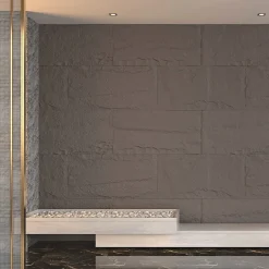 Divina Home Ensemble de 10 panneaux décoratifs effet pierre 3D, revêtement mural PU 7,2 m², 120x60x3 cm, Gris Volcan