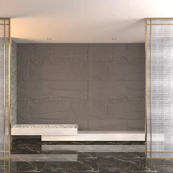 Divina Home Ensemble de 10 panneaux décoratifs effet pierre 3D, revêtement mural PU 7,2 m², 120x60x3 cm, Gris Volcan