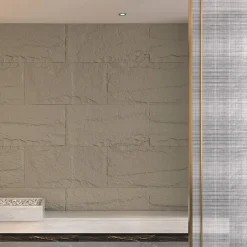 Divina Home Ensemble de 10 panneaux décoratifs effet pierre 3D, revêtement mural PU 7,2 m², 120x60x3 cm, gris ciment