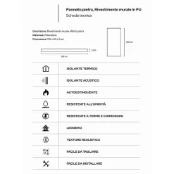 Divina Home Ensemble de 10 panneaux décoratifs effet pierre 3D, revêtement mural PU 7,2 m² (120x60x3 cm), Tufo