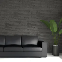 Ensemble de 12 panneaux décoratifs effet brique et pierre 3D, revêtement mural PU 8,6 m², 120x60x2,5 cm, gris ardoise-Divina Home