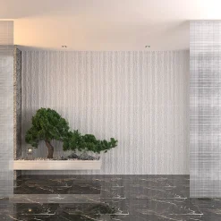 Divina Home Ensemble de 12 panneaux décoratifs effet pierre grattée 3D, revêtement mural PU 8,6 m², 120x60x2,5 cm, blanc albâtre