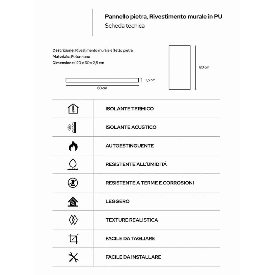 Divina Home Ensemble de 12 panneaux décoratifs effet brique et pierre 3D, revêtement mural PU 8,6 m² (120x60x2,5 cm), quartzite blanc