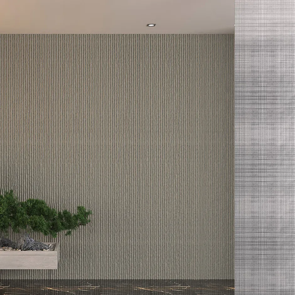 Divina Home Ensemble de 12 panneaux décoratifs effet pierre 3D grattée, revêtement mural PU 8,6 m² (120x60x2,5 cm), gris roche