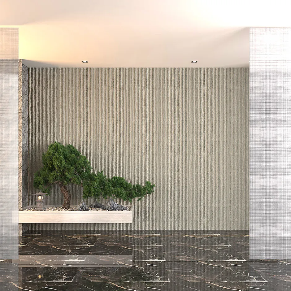 Divina Home Ensemble de 12 panneaux décoratifs effet pierre 3D grattée, revêtement mural PU 8,6 m² (120x60x2,5 cm), gris roche