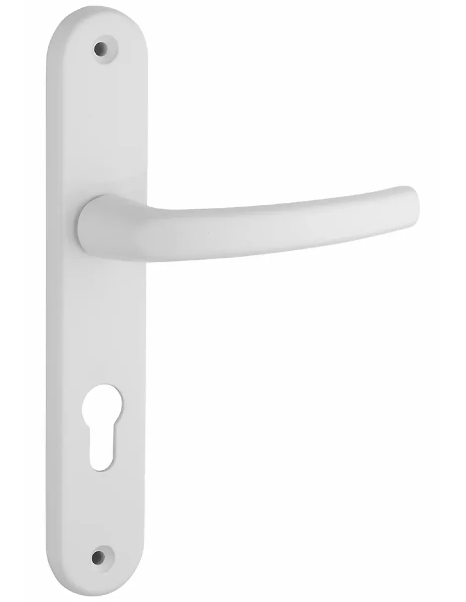 Thirard Ensemble de poignées pour porte d'entrée Sultane trou de cylindre, carré 7mm, entr'axes 195mm, blanc -