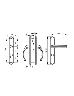 Thirard Ensemble de poignées pour porte d'entrée Sultane trou de cylindre, carré 7mm, entr'axes 195mm, blanc -