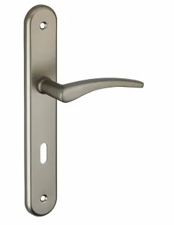 Thirard Ensemble de poignées pour porte de chambre Vesta trou de clé, carré 7mm, entr'axes 195mm, nickelé satiné -