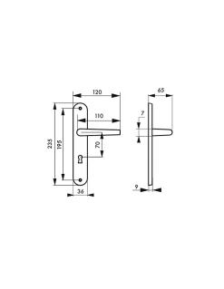 Ensemble de poignées pour porte intérieure Hebe trou de clé, carré 7mm, entr'axes 195mm, laqué blanc --Thirard Online