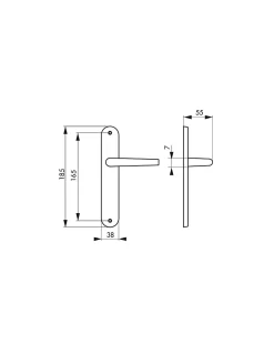 Ensemble de poignées pour porte intérieure Leto sans trou, entr'axes 165mm, argent --SP New