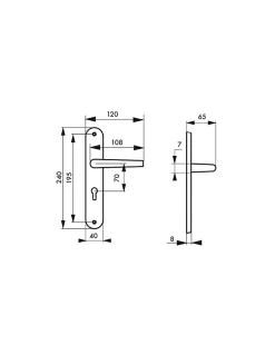 Thirard Ensemble de poignées pour porte d'entrée Vesta trou de cylindre, carré 7mm, entr'axes 195mm, noir -