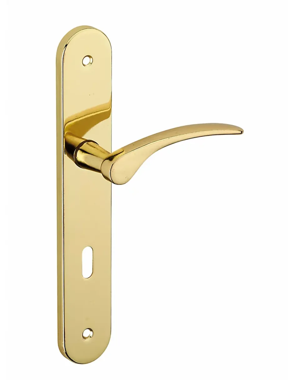 Thirard Ensemble de poignées pour porte de chambre Dionysos trou de clé, carré 7mm, entr'axes 195mm, laitonné -