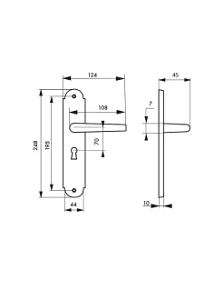 Thirard Ensemble de poignées pour porte de chambre Arthemis trou de clé, carré 7mm, entr'axes 195mm, laiton patiné -