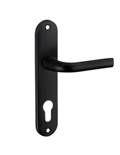 Ensemble de poignées pour porte d'entrée Leto trou de cylindre, carré 7mm, entr'axes 165mm, noir --Thirard Outlet