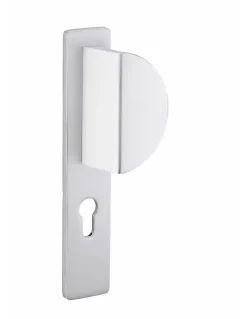 Ensemble de poignées pour porte d'entrée palière Crecy trou de cylindre, carré 7mm, entr'axes 195mm, anodisé argent --Thirard Outlet