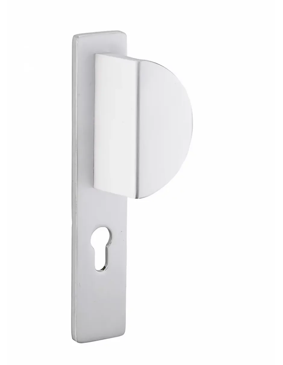 Ensemble de poignées pour porte d'entrée palière Crecy trou de cylindre, carré 7mm, entr'axes 195mm, anodisé argent --Thirard Outlet