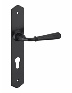 Thirard Ensemble de poignées pour porte d'entrée Charon trou de cylindre, carré 7mm, entr'axes 195mm, acier patiné -