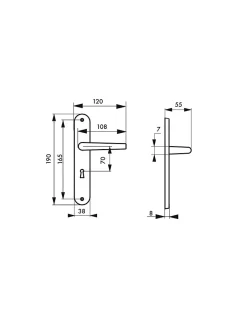 Ensemble de poignées pour porte de chambre Vesta trou de clé, carré 7mm, entr'axes 165mm, noir --Thirard Sale