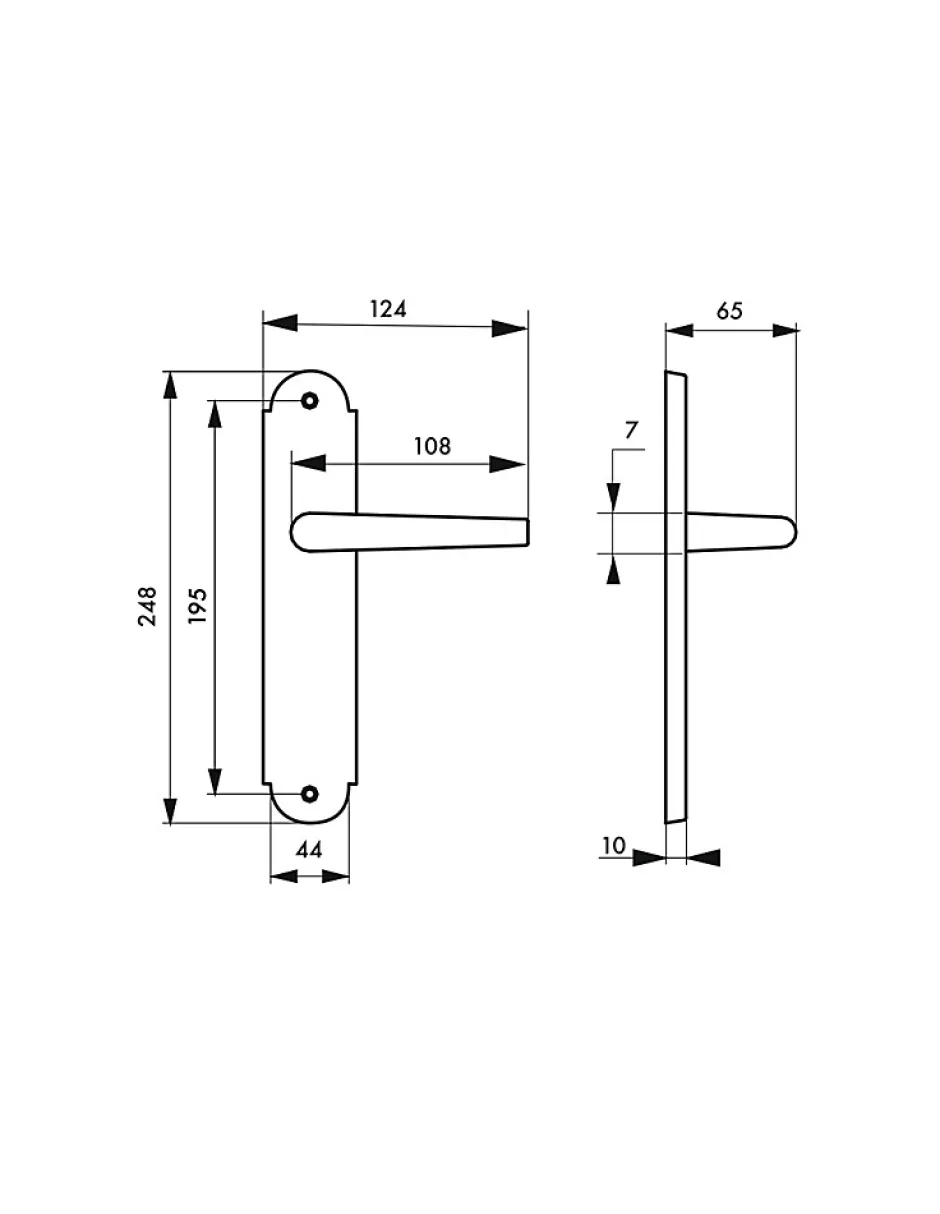Thirard Ensemble de poignées pour porte intérieure Arthemis sans trou, carré 7mm, entr'axes 195mm, laiton patiné -