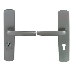 Ensemble poignée de porte sécurité Argent entraxe 195-Chrisligne Outlet