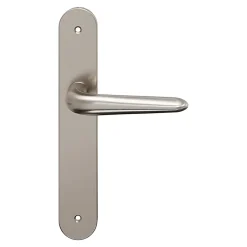 GoodHome Ensemble poignée sur plaque Droit Mehaban effet nickel satin gris L.120mm x l.40mm entraxe 195mm