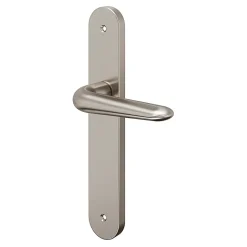 GoodHome Ensemble poignée sur plaque Droit Mehaban effet nickel satin gris L.120mm x l.40mm entraxe 195mm