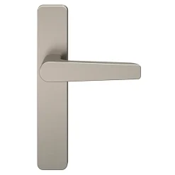 Ensemble poignée sur plaque rectangulaire Kerver effet nickel satin gris L.128mm x l.42mm entraxe 165-195mm-GoodHome Online