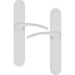 GoodHome Ensemble poignée sur plaque rond Beare mat blanc L.110.5mm x l.40mm entraxe 195mm