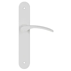 GoodHome Ensemble poignée sur plaque rond Beare mat blanc L.110.5mm x l.40mm entraxe 195mm