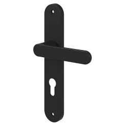 Ensemble poignée sur plaque rond Minzh effet nickel noir L.120mm x l.40mm entraxe 195mm-GoodHome Clearance