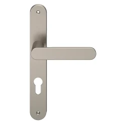 GoodHome Ensemble poignée sur plaque rond Minzh effet nickel satin gris L.120mm x l.33mm entraxe 195mm