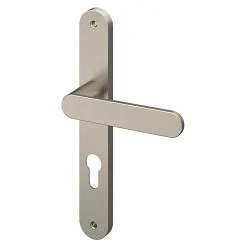 GoodHome Ensemble poignée sur plaque rond Minzh effet nickel satin gris L.120mm x l.33mm entraxe 195mm