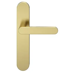 GoodHome Ensemble poignée sur plaque rond Minzh effet laiton satin doré L.120mm x l.42mm entraxe 165-195mm