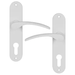 GoodHome Ensemble poignée sur plaque rondcylindre Beare mat blanc L.110.5mm x l.40mm entraxe 165mm