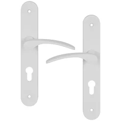 GoodHome Ensemble poignée sur plaque rondcylindre Beare mat blanc L.110.5mm x l.40mm entraxe 195mm